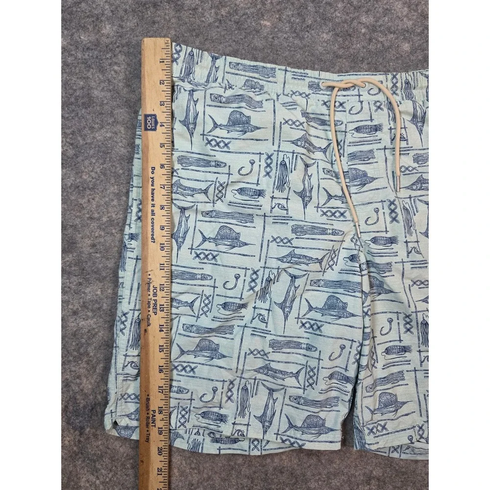 Quiksilver Waterman Fishing Board Shorts Mens XL Blue Marlin Print Swim Trunks